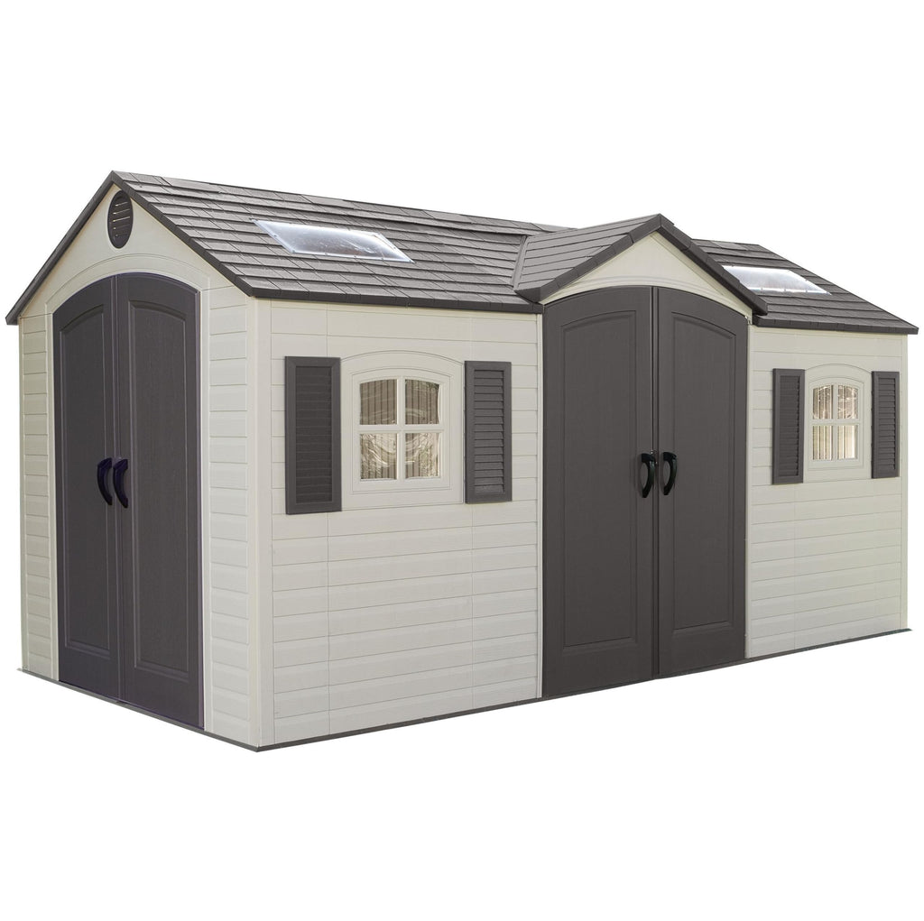 Lifetime 60079 Outdoor Storage Dual Entry Shed, 15 x 8 ft, Desert Sand