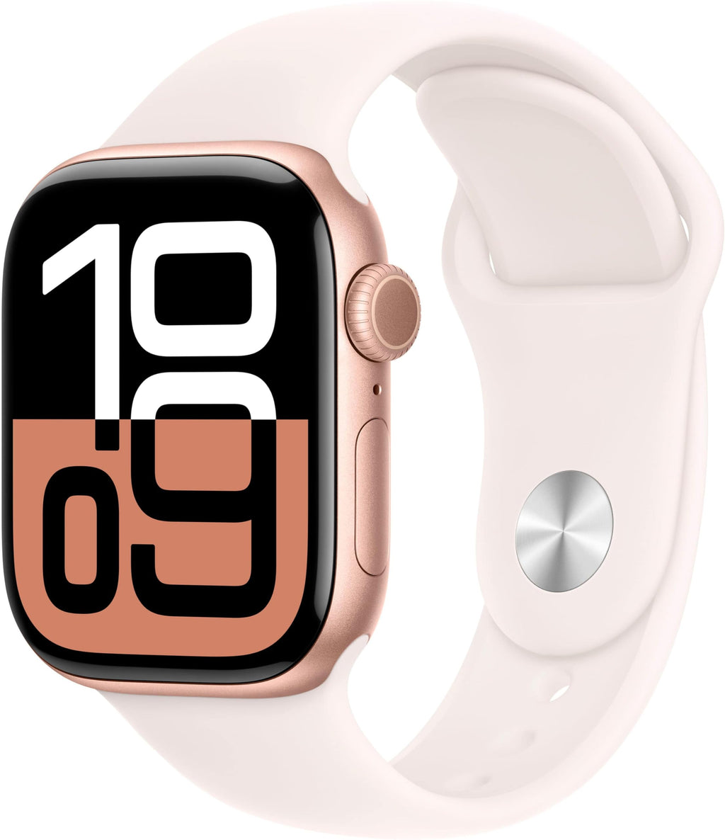 Apple Watch Series 10 [GPS + Cellular, 42mm] - Jet Black Aluminum Case with Black Sport Band, S/M (Renewed)