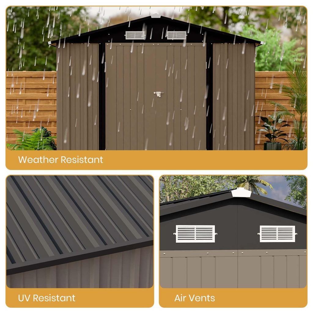Patiowell 10 x 12 FT Metal Storage Shed for Outdoor, Steel Yard Shed with Design of Lockable Doors, Utility and Tool Storage for Garden, Backyard