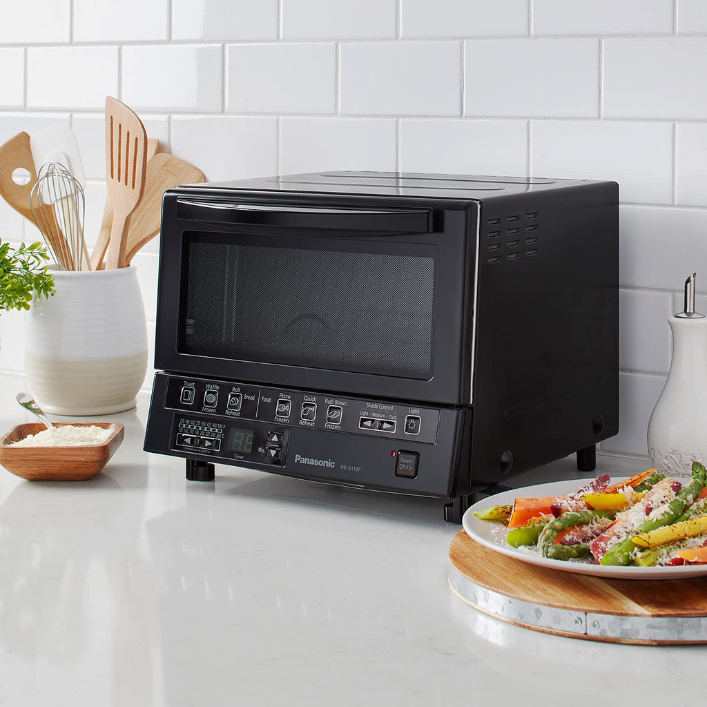 Panasonic FlashXpress Toaster Oven Countertop, 4-Slice Compact Size with Double Infrared Heating, 6 Auto Cook Options and Precise Temperature Control