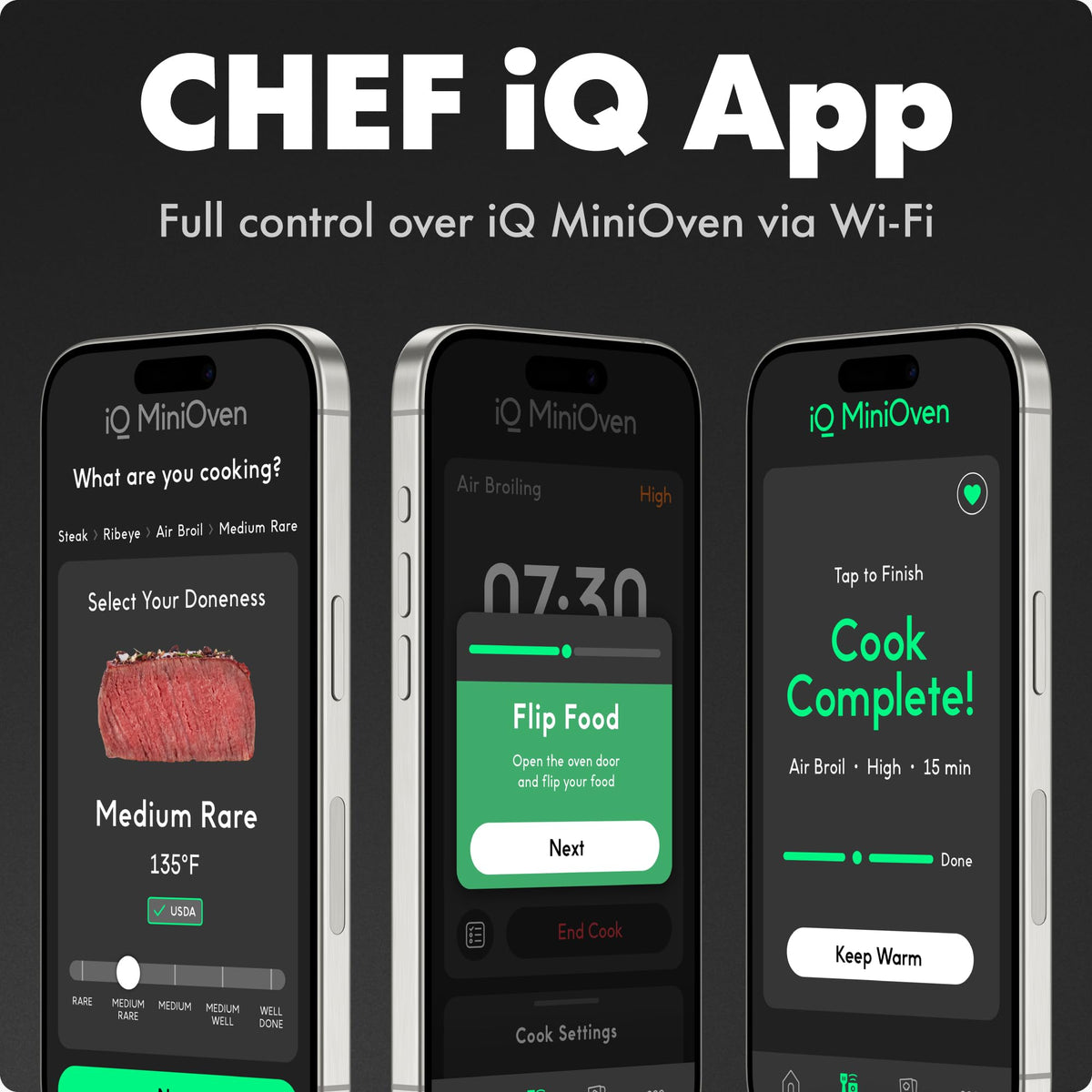 CHEF iQ MiniOven Smart Toaster Oven Air Fryer Combo, 11-in-1 Countertop Convection Oven, Bake, Broil, Air Fry, Broil, Dehydrate, 1750W, 25 Qt