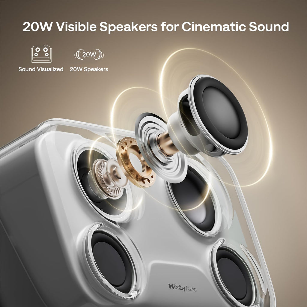 Aurzen BOOM mini Google TV Movie Projector with WiFi and Bluetooth, Voice Control, Family Mode, 20W Dolby Audio, Real-Time Focus, 4K Supported Smart