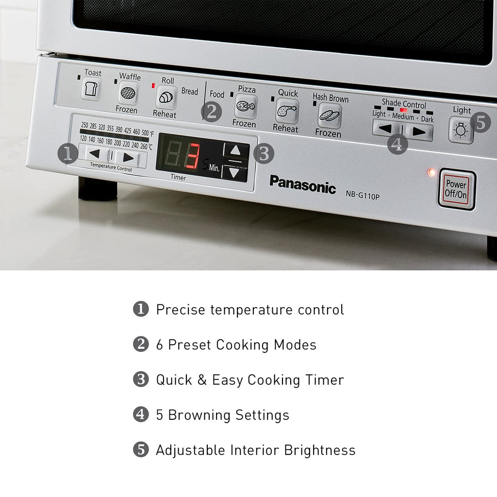 Panasonic FlashXpress Toaster Oven Countertop, 4-Slice Compact Size with Double Infrared Heating, 6 Auto Cook Options and Precise Temperature Control