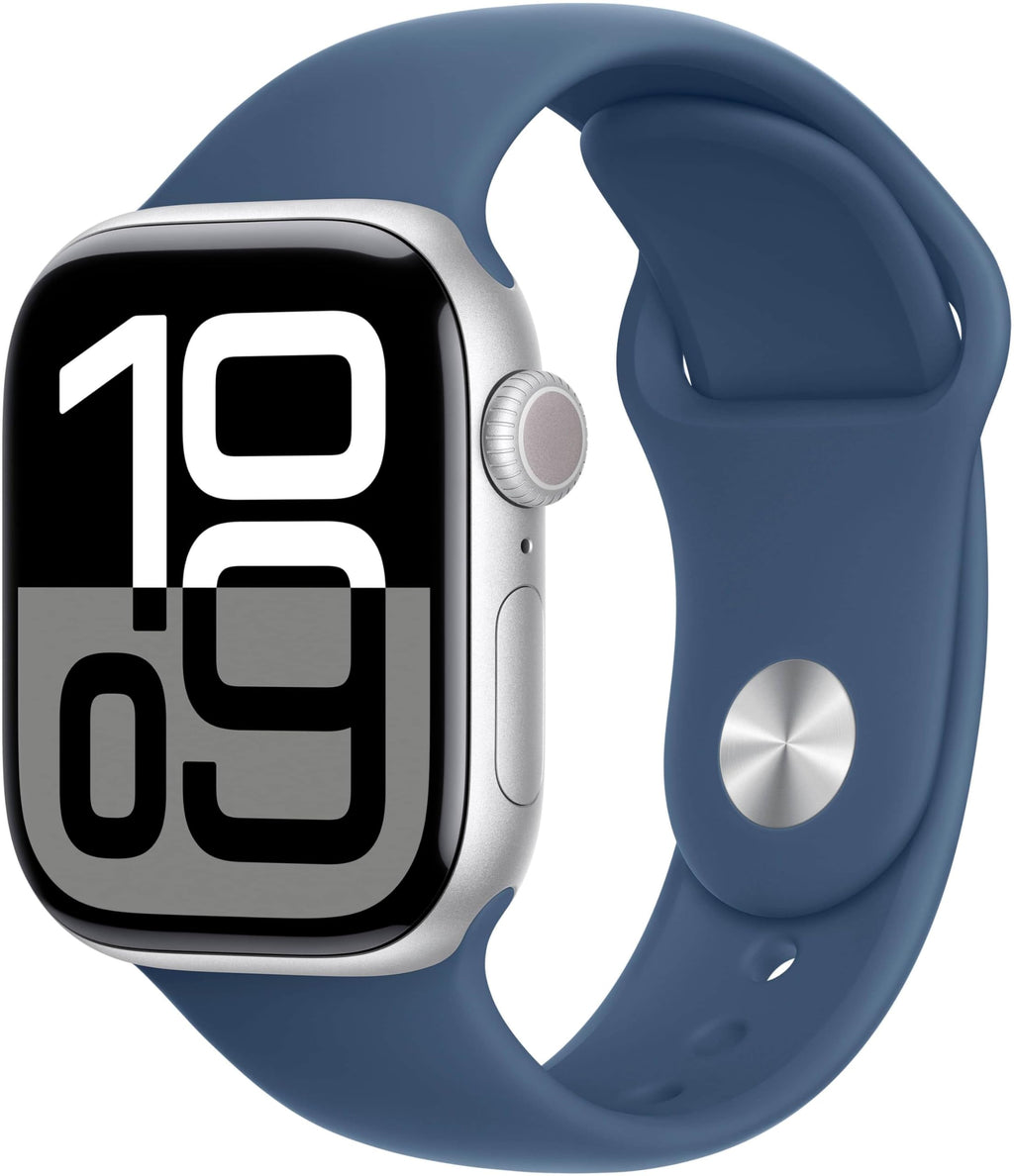 Apple Watch Series 10 [GPS + Cellular, 42mm] - Jet Black Aluminum Case with Black Sport Band, S/M (Renewed)