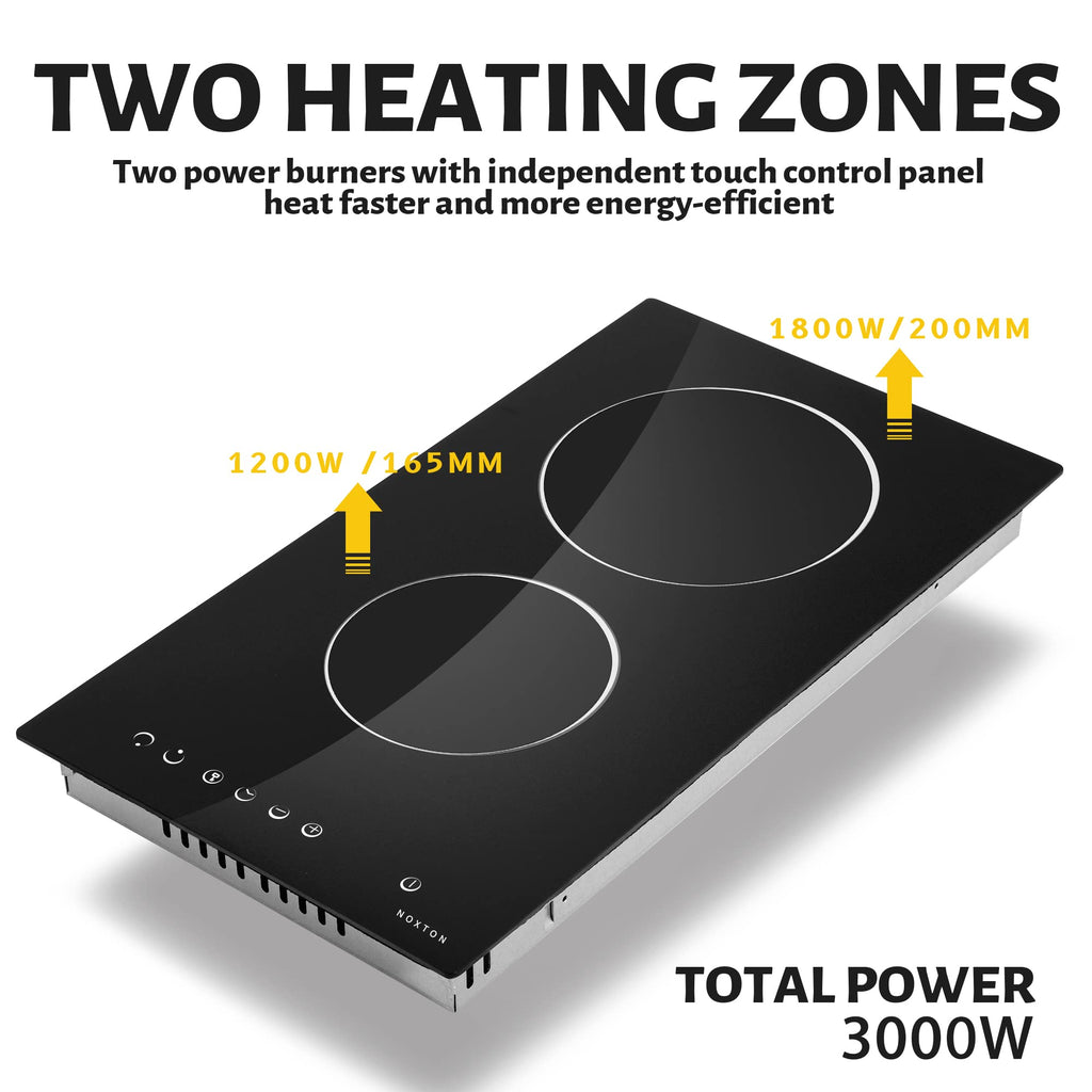 Noxton 30 Inch Electric Cooktop, 8400W 5 Burners Built-in Radiant Electric Stove Top, Slider Control, 9 Power Levels, Child Safety Lock, Timer, 220