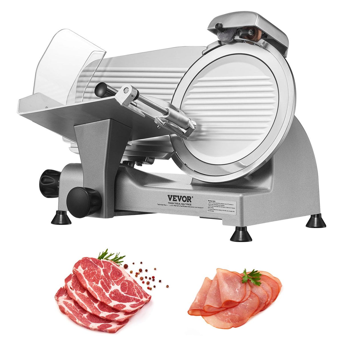 VEVOR Commercial Meat Slicer, 10 inch Electric Food Slicer, 240W Frozen Meat Deli Slicer, Premium Chromium-plated Steel Blade Semi-Auto Meat Slicer