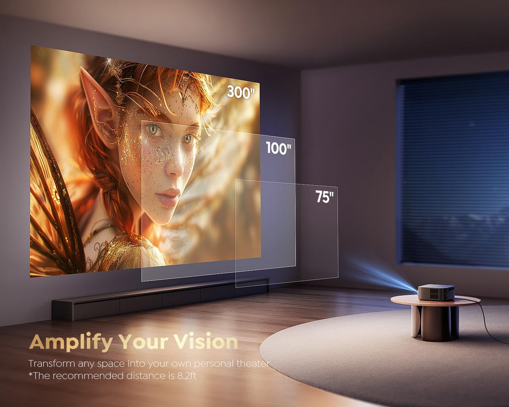 [1500 ANSI/Google TV/Voice Control]Smart Projector with WiFi 6 and Bluetooth, 4K Support, Outdoor Movie Proyector, 1080P Home Ceiling Auto Focus