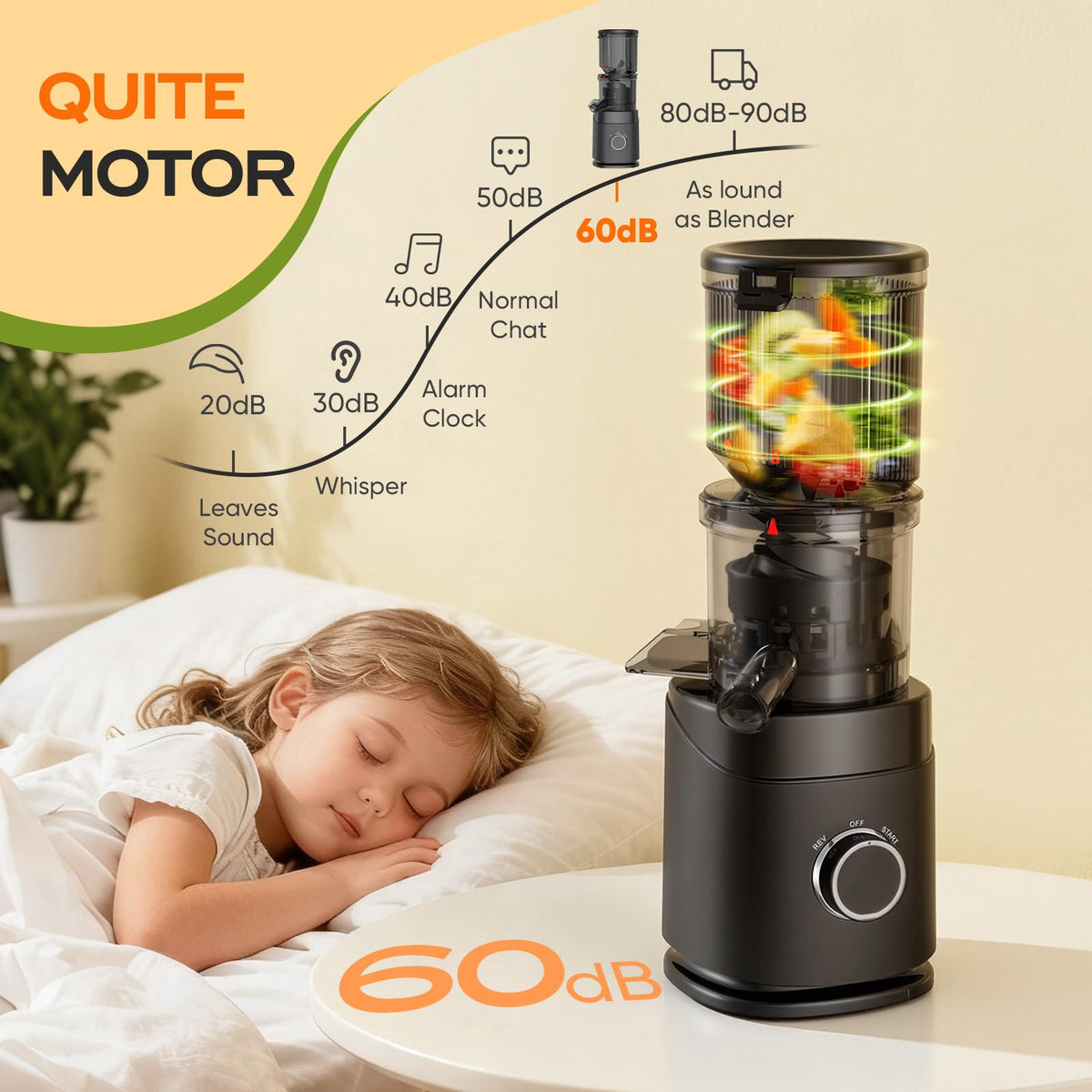 Juicer Machines, 100 Watts Cold Press Juicer with Wide Chute, Slow Masticating Juicers, High Juice Yield for Leafy Greens, Fruits & Vegetables, Easy
