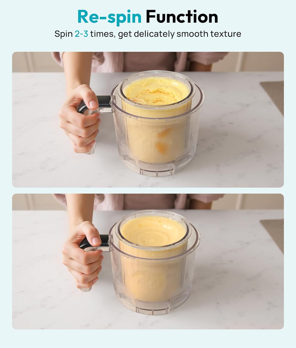 Automatic Ice Cream Maker Machine - 12-in-1 Ice Cream Maker with 2 Pint Containers & Lids, 2-5 Min Homemade Gelato, Sorbet and Frozen Yogurt Maker