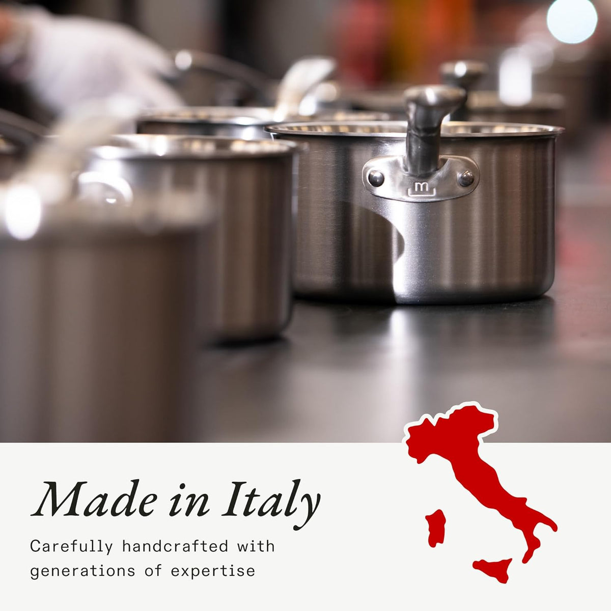 Made In Cookware - 10 Piece Stainless Steel Pot and Pan Set - 5 Ply Clad - Includes Stainless Steel Frying Pans, Saucepans, Saucier and Stock Pot W