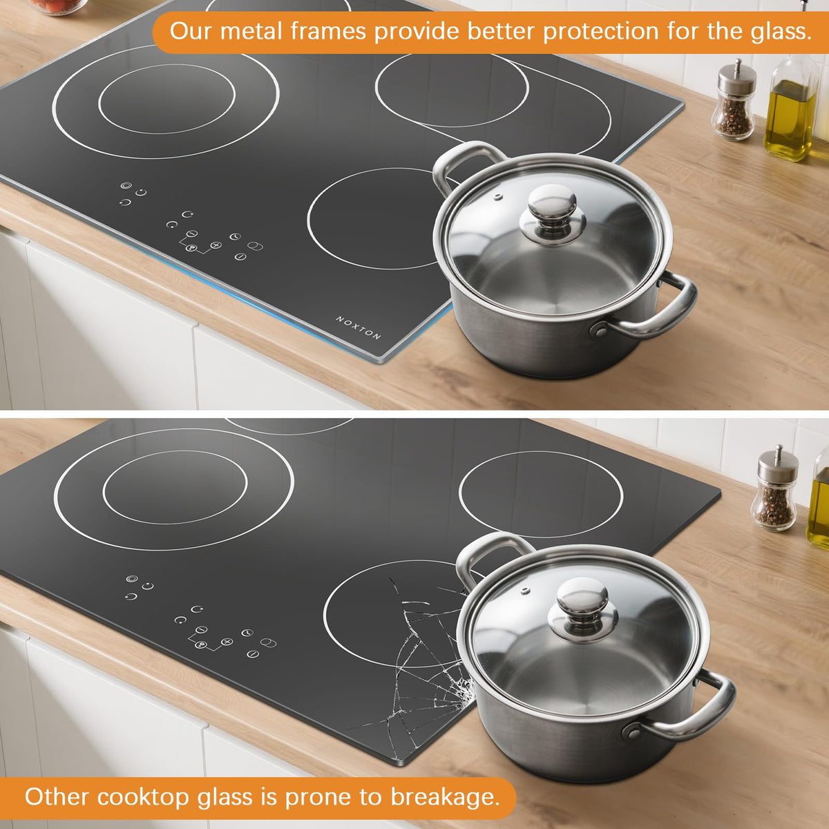 Noxton 30 Inch Electric Cooktop, 8400W 5 Burners Built-in Radiant Electric Stove Top, Slider Control, 9 Power Levels, Child Safety Lock, Timer, 220