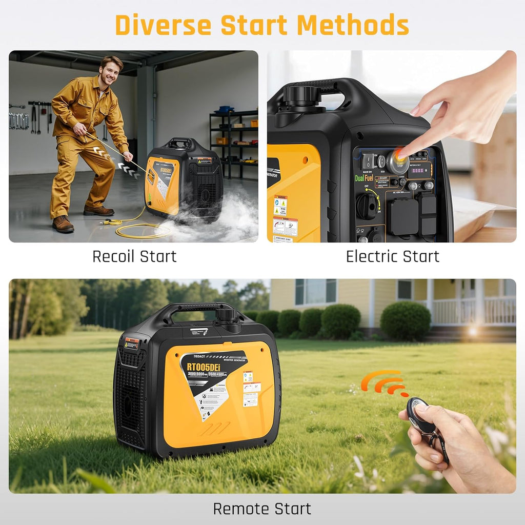5000 Watts Portable Dual Fuel Inverter GeneratorC Small Gasoline LPG Powered for Home Backup, Camping, RV, Tailgating with CO Protection, Eco Mode