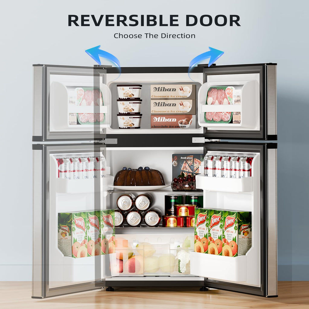 Antarctic Star Compact Refrigerator,3.2 Cu.Ft. Mini Separate Freezer Double 2-Door,Adjustable Removable Shelves for Basement,Apartment,Dorm,Office