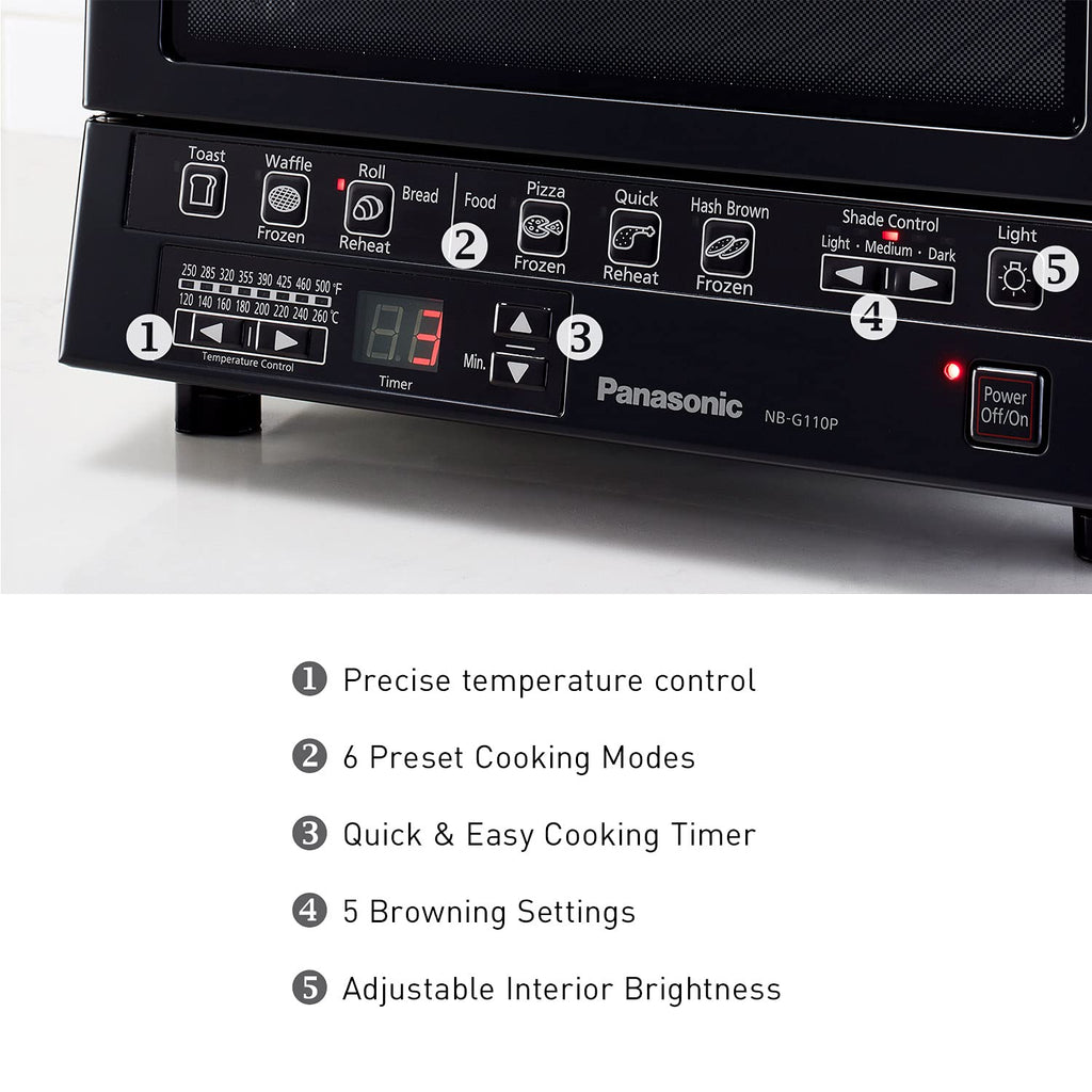 Panasonic FlashXpress Toaster Oven Countertop, 4-Slice Compact Size with Double Infrared Heating, 6 Auto Cook Options and Precise Temperature Control