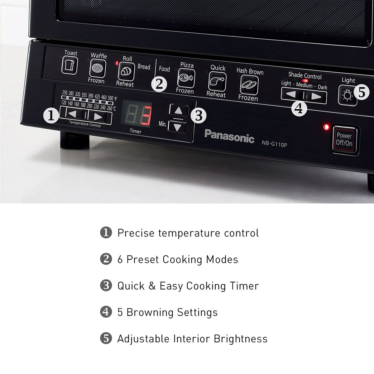 Panasonic FlashXpress Toaster Oven Countertop, 4-Slice Compact Size with Double Infrared Heating, 6 Auto Cook Options and Precise Temperature Control