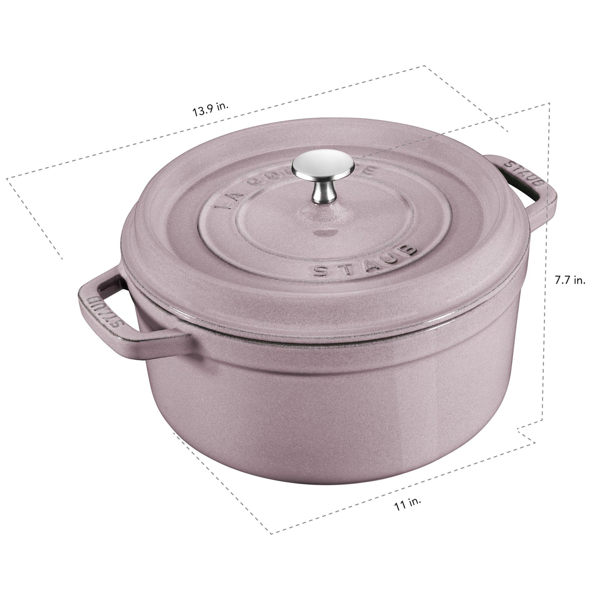 Staub Cast Iron 7-qt Round Cocotte - White Truffle, Made in France