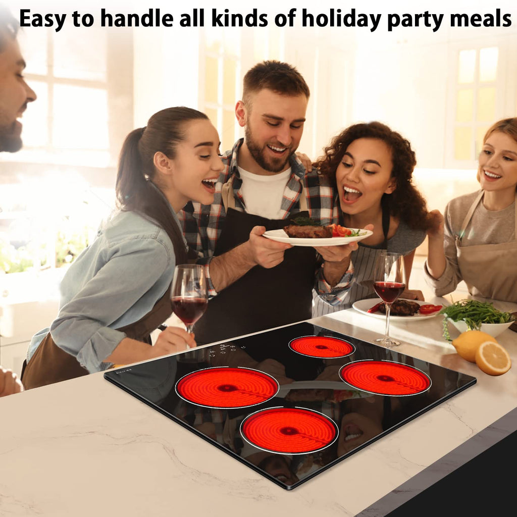 Noxton 30 Inch Electric Cooktop, 8400W 5 Burners Built-in Radiant Electric Stove Top, Slider Control, 9 Power Levels, Child Safety Lock, Timer, 220