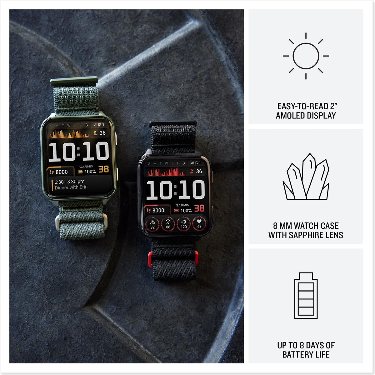 Garmin® Venu® X1, Thin and Lightweight GPS Smartwatch, AMOLED Display, Advanced Health and Fitness Features, Black with Slate Titanium
