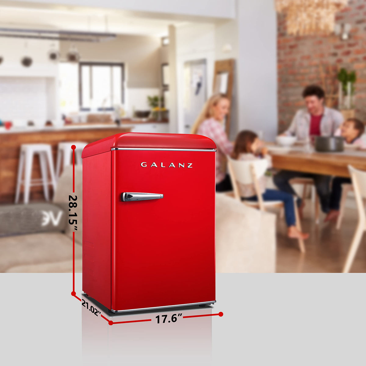 Galanz GLR25MBKR10 Retro Compact Refrigerator, Mini Fridge with Single Doors, Adjustable Mechanical Thermostat with Chiller, Black, 2.5 cu ft