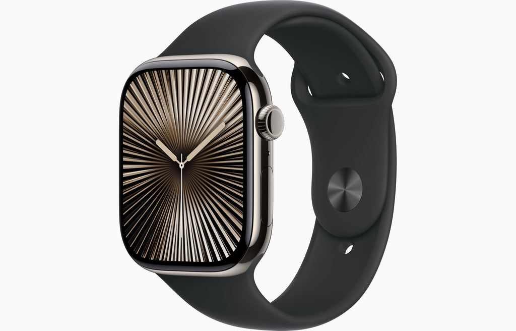 Apple Watch Series 10 [GPS + Cellular, 42mm] - Jet Black Aluminum Case with Black Sport Band, S/M (Renewed)
