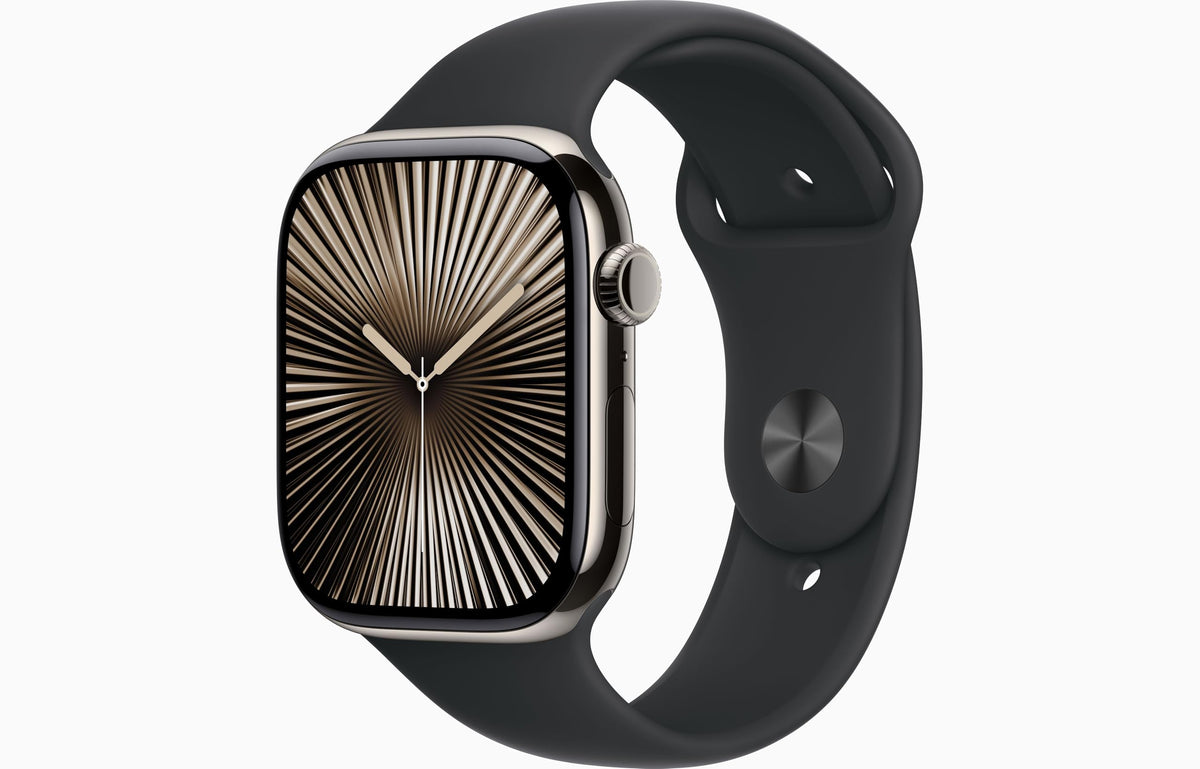 Apple Watch Series 10 [GPS + Cellular, 42mm] - Jet Black Aluminum Case with Black Sport Band, S/M (Renewed)