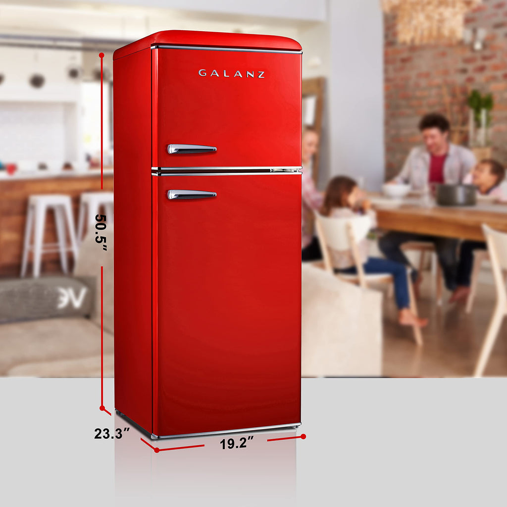 Galanz GLR25MBKR10 Retro Compact Refrigerator, Mini Fridge with Single Doors, Adjustable Mechanical Thermostat with Chiller, Black, 2.5 cu ft