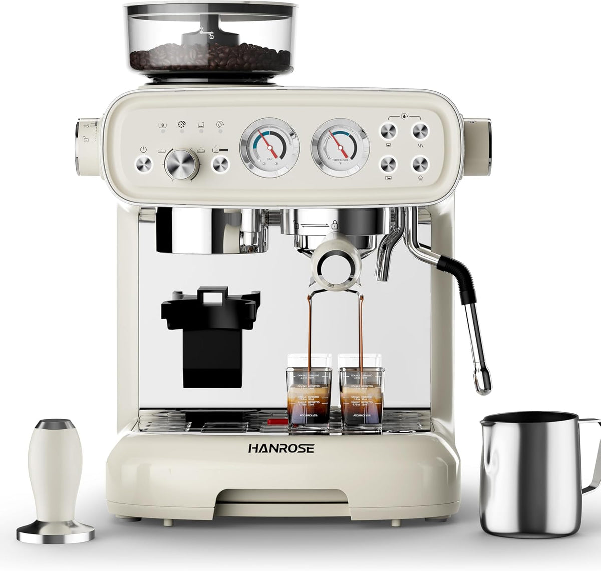 Espresso Machine With Grinder, 20 Bar Espresso Machine with Milk Frother Steam Wand, Espresso Machines for Home, Expresso Coffee Machines