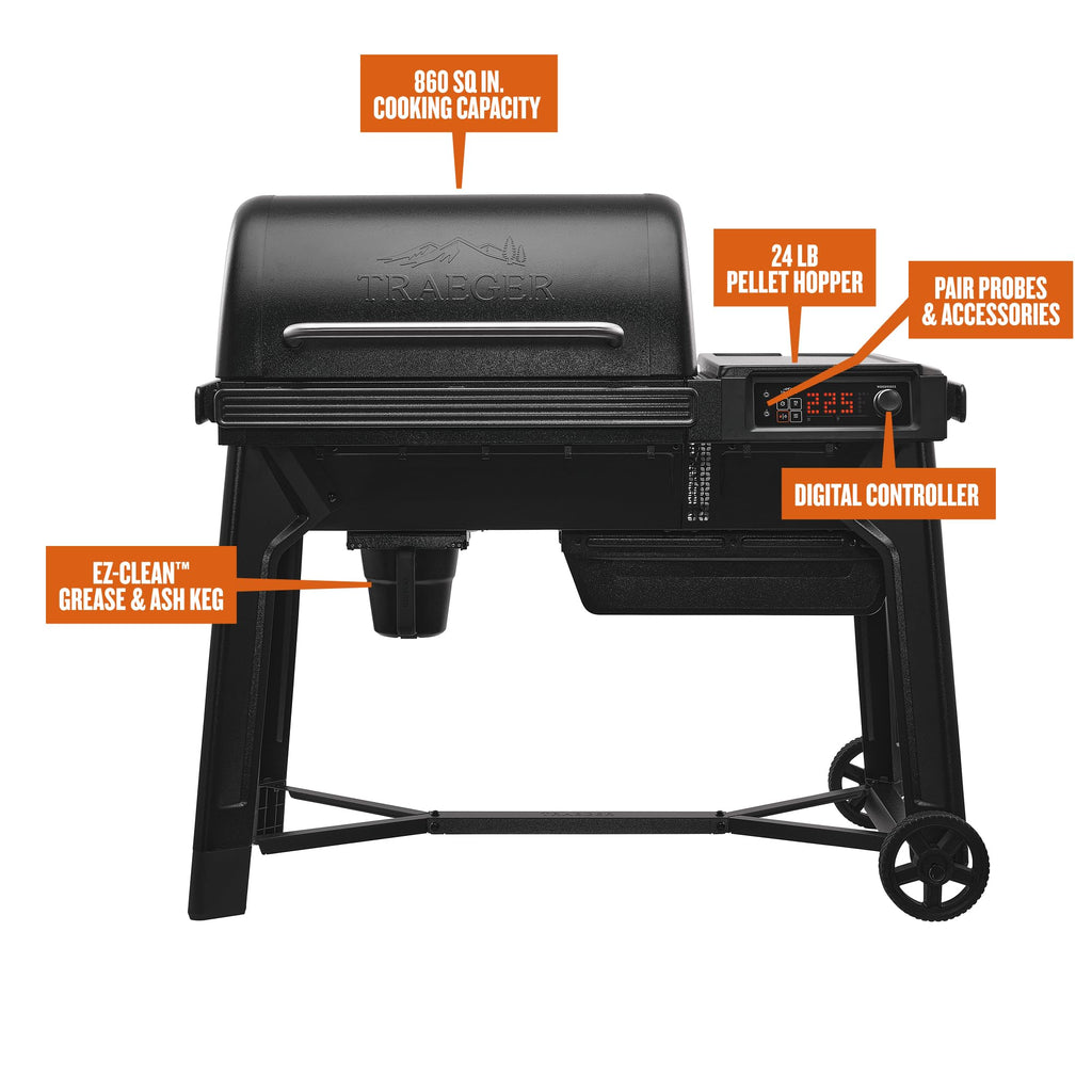Traeger Grills Woodridge Electric Wood Pellet Grill and Smoker, Wi-Fi Temperature Control up to 500 Degrees, 860 Sq. In. Cooking Capacity, 6-in-1 for