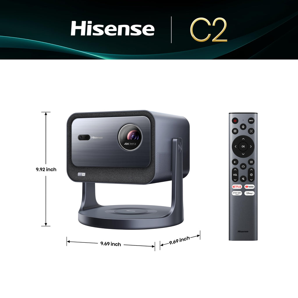 Hisense C2 Ultra, Triple Laser Smart Portable Projector, 4K UHD, 3,000 Lumens, 65 C 300, Dolby Vision, IMAX Enhanced, Sound by JBL, Netflix
