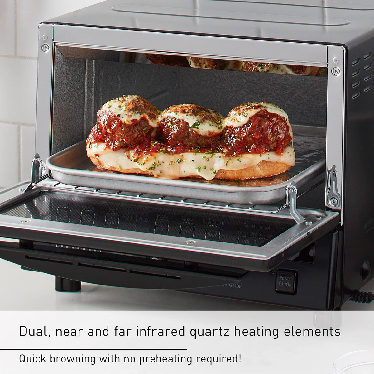 Panasonic FlashXpress Toaster Oven Countertop, 4-Slice Compact Size with Double Infrared Heating, 6 Auto Cook Options and Precise Temperature Control