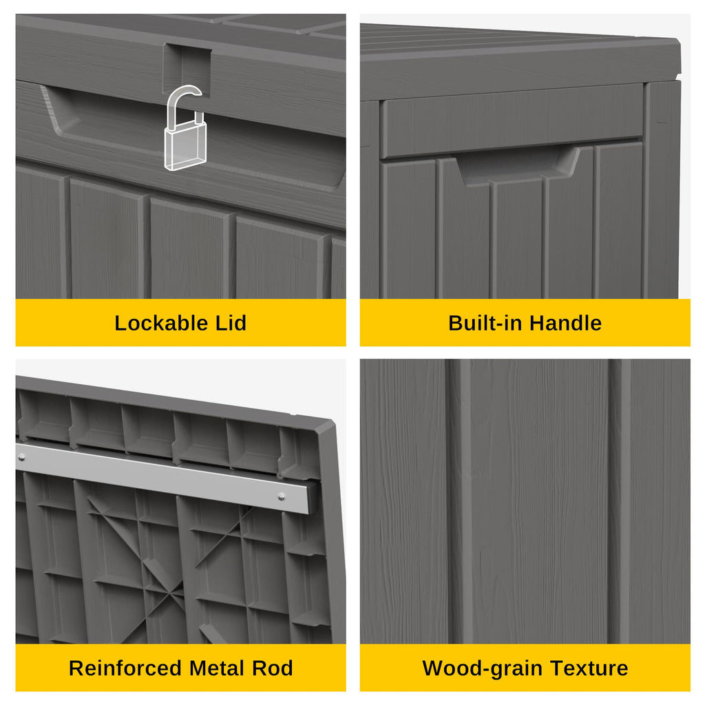 EAST OAK Outdoor Storage Box, 180 Gallon Deck Box, Large Resin Storage Bin for Patio Cushions, Gardening Tools, Lockable, Waterproof and UV Resistant
