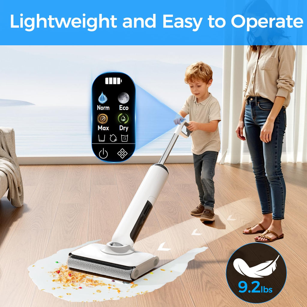 Wet Dry Vacuum Cleaner, 180 Lay-Flat Cordless Vacuum Mop Combo with Edge Cleaning, All-in-One Floor Cleaner for Hard Floors, Self-Cleaning, 45mins