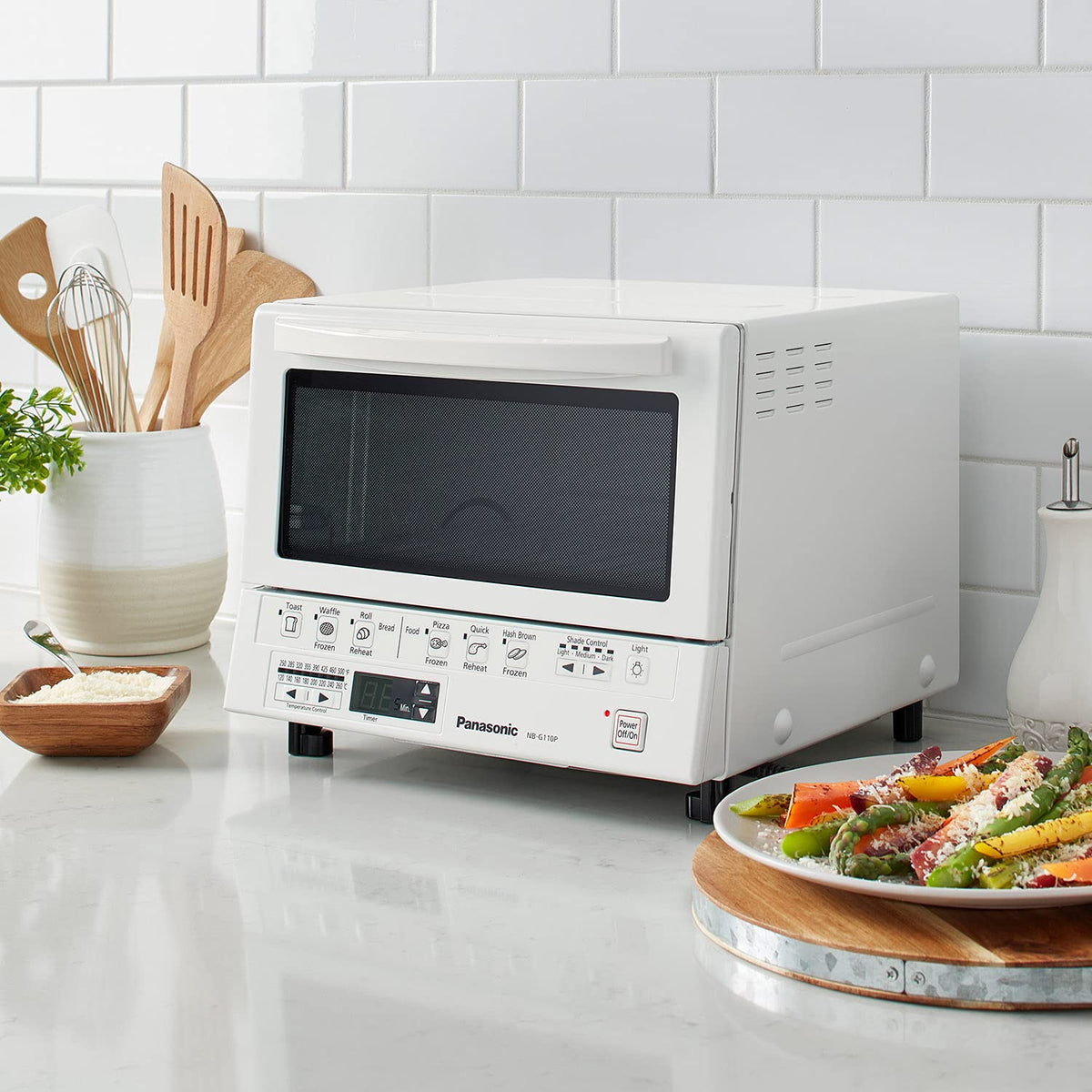 Panasonic FlashXpress Toaster Oven Countertop, 4-Slice Compact Size with Double Infrared Heating, 6 Auto Cook Options and Precise Temperature Control