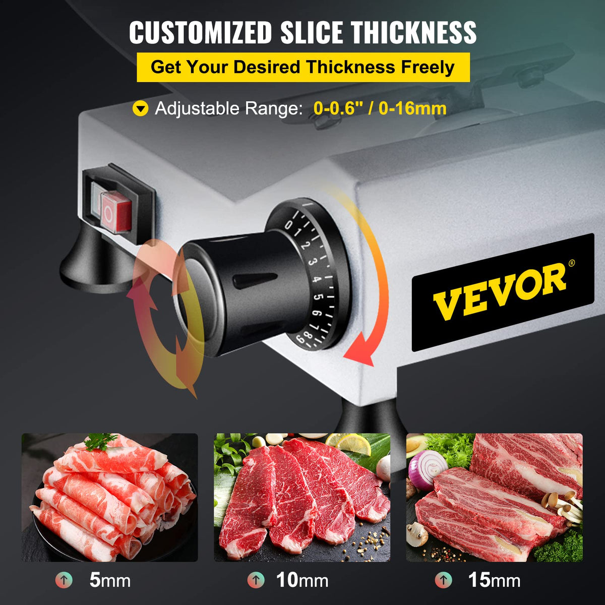 VBENLEM Commercial Meat Slicer,12 inch Electric Meat Slicer Semi-Auto 320W Premium Chromium-plated Steel Blade Adjustable Thickness, Deli Meat Cheese