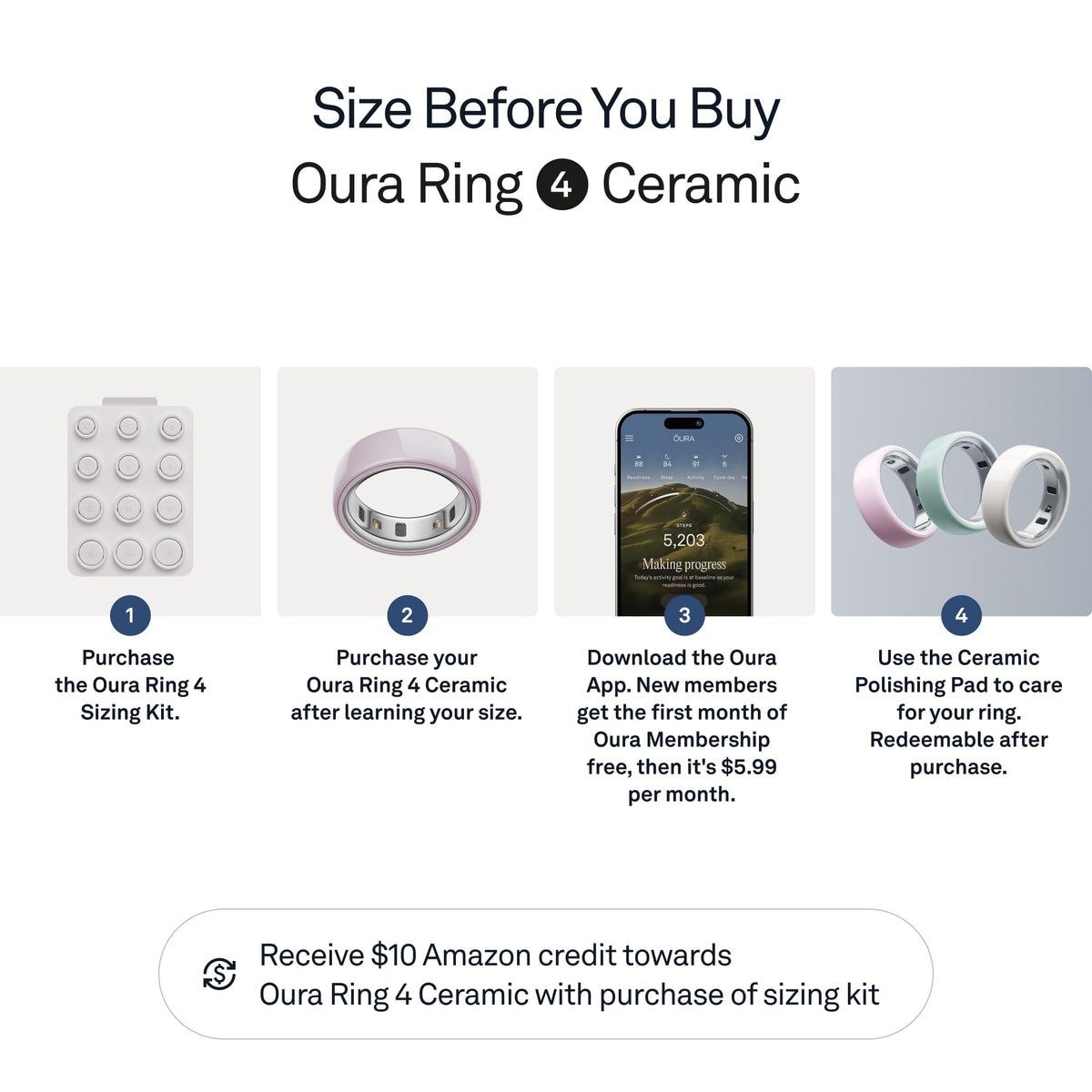 Oura Ring 4 Ceramic - Tide - Size 8 - Size Before You Buy