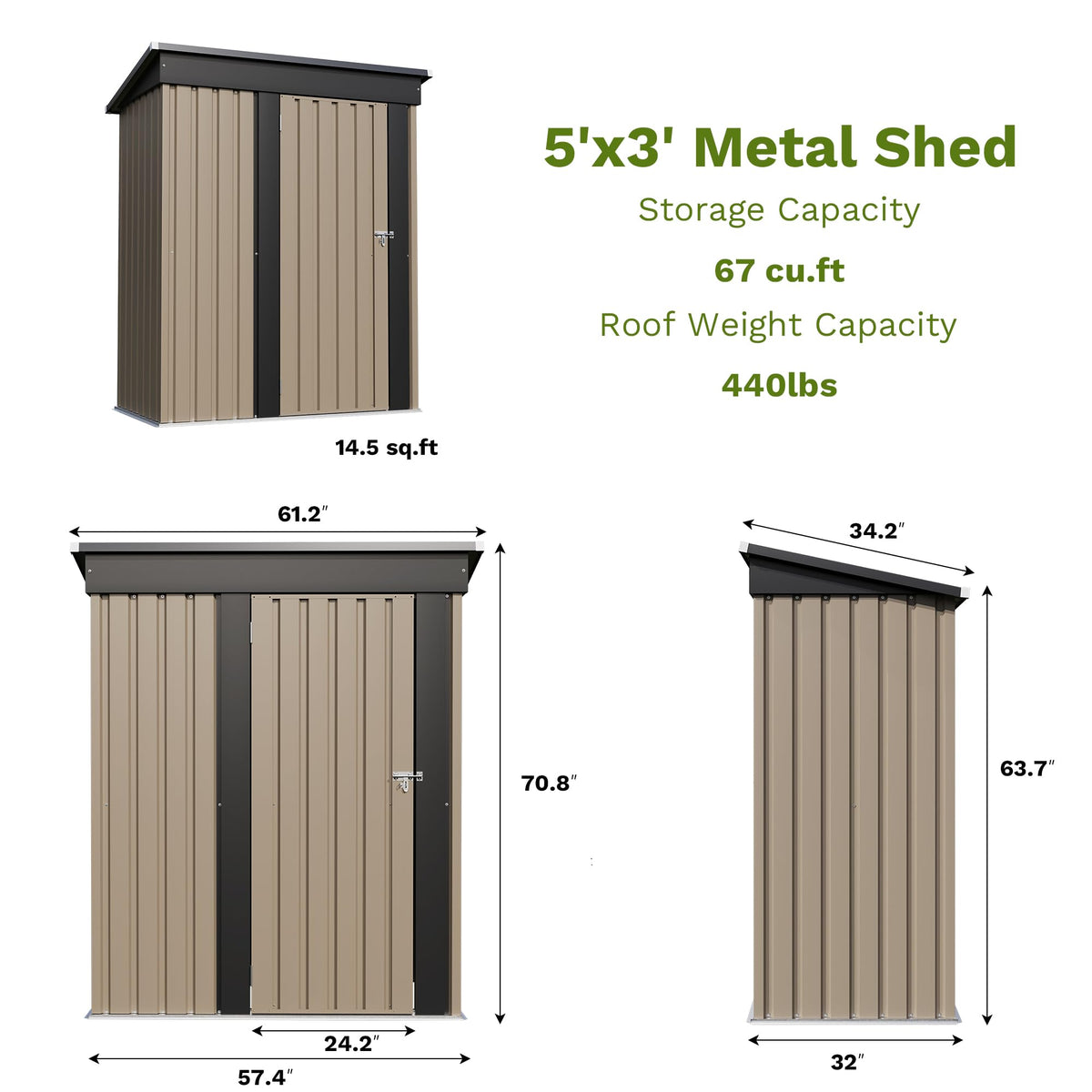 Patiowell 10 x 12 FT Metal Storage Shed for Outdoor, Steel Yard Shed with Design of Lockable Doors, Utility and Tool Storage for Garden, Backyard