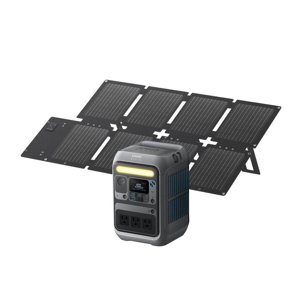 Anker Solar Generator SOLIX C300 with 60W Solar Panel, 288Wh Portable Power Station, 300W (600W Surge), LiFePO4 Battery, 140W Two-Way Fast Charging