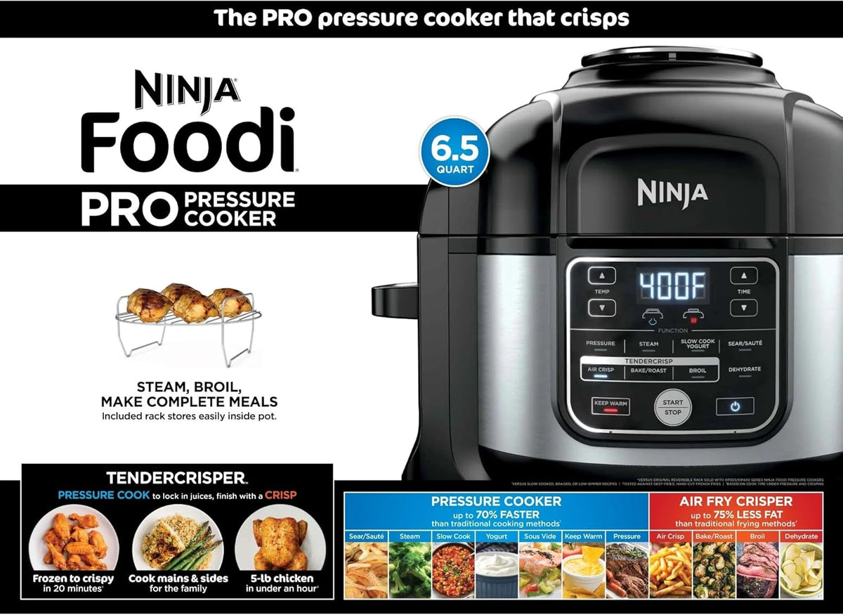 Ninja Foodi 10-in-1 Pressure Cooker & Air Fryer with TenderCrisp Technology, 6.5-Quart Multicooker