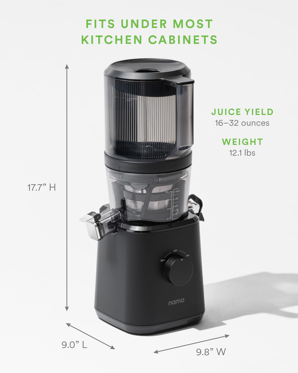 Nama J2 Cold Press Juicer C Self Feeding for Hands-Free Operation with Wide Mouth Hopper for Whole Recipe Loading, Zero Waste Masticating Juicer For