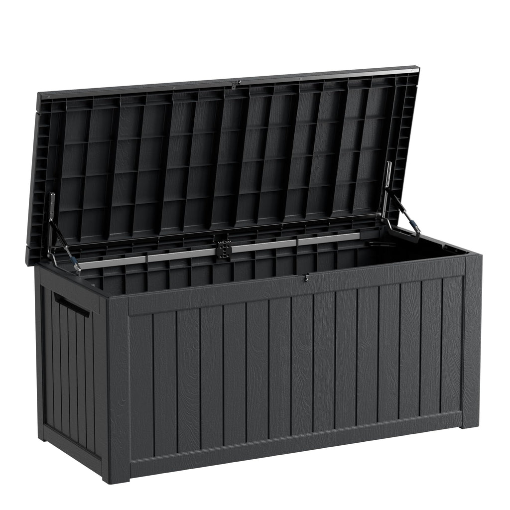 Mersco 320 Gallon Double-Wall Resin Deck Box - Lockable Waterproof Outdoor Storage Box, 1000lbs Capacity & Doubles as Seating for Patio Furniture