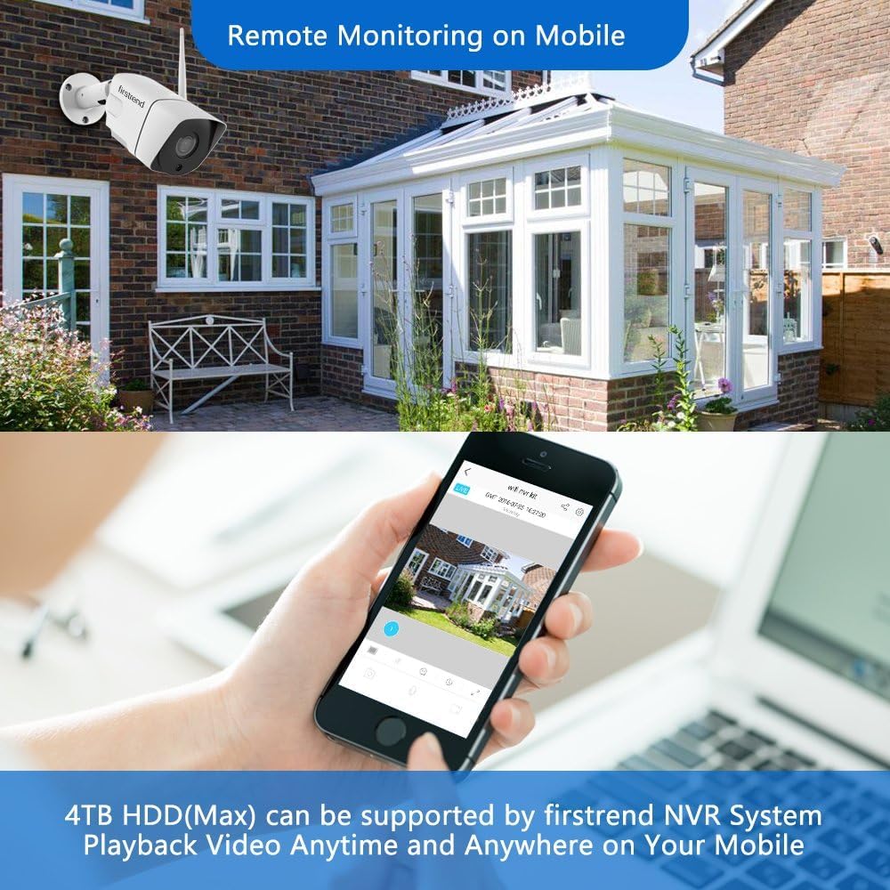 Security Camera System Wireless,Firstrend 1080P 8CH Wireless Home Security Systems with 4 pcs 2MP Full HD Cameras 1TB HDD Night Vision Motion