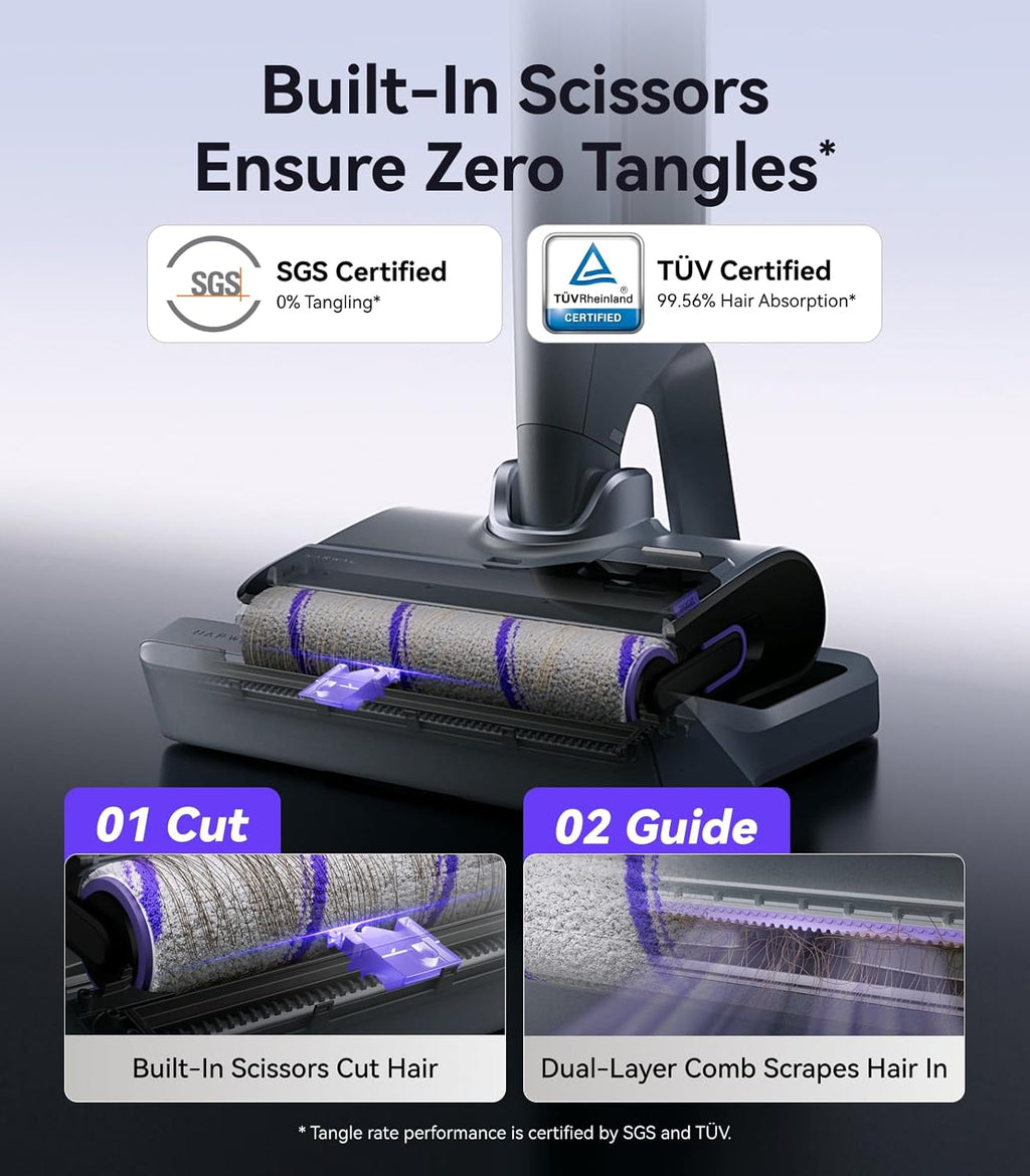 NARWAL S30 Pro Wet Dry Vacuum Cleaner with 20000Pa Suction, Cordless Vacuum Mop for Hard Floors, Tangle-Free Hair-Cutting, 180 Lie Flat, 194F Self
