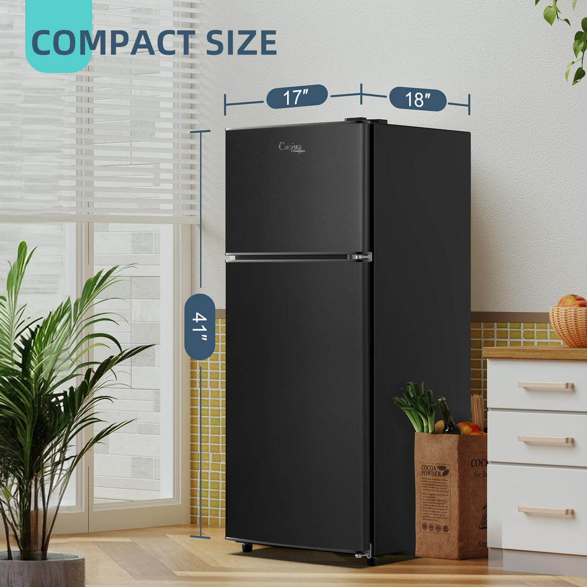 4.2 Cu Ft Mini Fridge for Bedroom, 2 Door Small Fridge, 7 Level Thermostat, LED Light, Small Refrigerator for Bedroom, Office, Dorm