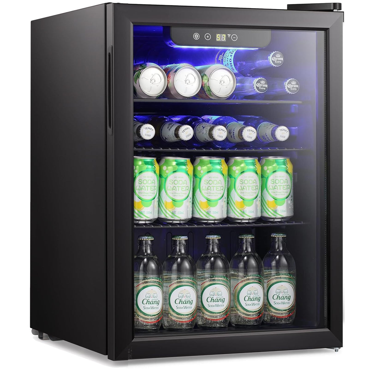 COWSAR 4.5 Cu.Ft Wine Fridge 37 Bottle, ETL Approved Freestanding Wine Cooler 145 Can Beverage Refrigerator with Stainless Steel Reversible Glass