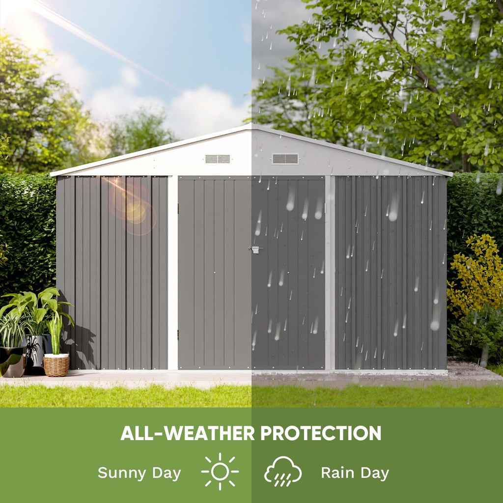 Patiowell 10 x 12 FT Metal Storage Shed for Outdoor, Steel Yard Shed with Design of Lockable Doors, Utility and Tool Storage for Garden, Backyard