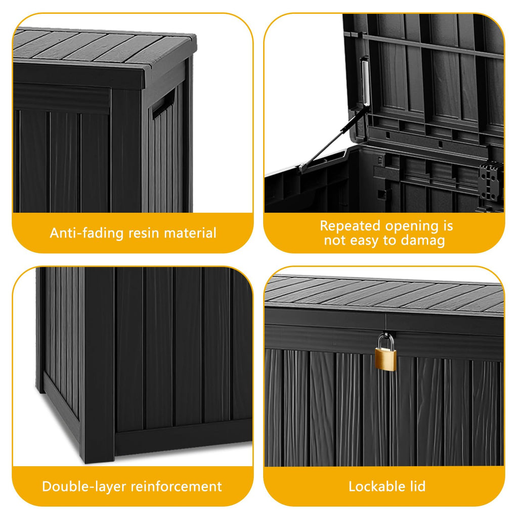 Mersco 320 Gallon Double-Wall Resin Deck Box - Lockable Waterproof Outdoor Storage Box, 1000lbs Capacity & Doubles as Seating for Patio Furniture