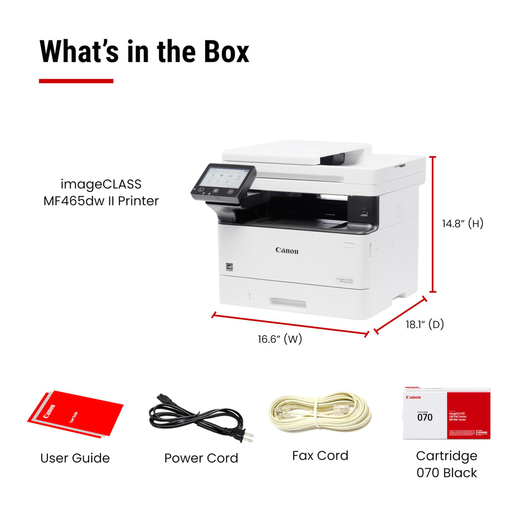 Canon imageCLASS MF465dw II - Wireless Duplex Laser Printer with Print, Copy, Scan, Fax, Expandable Paper Capacity and 3 Year Limited Warranty, 42 PPM