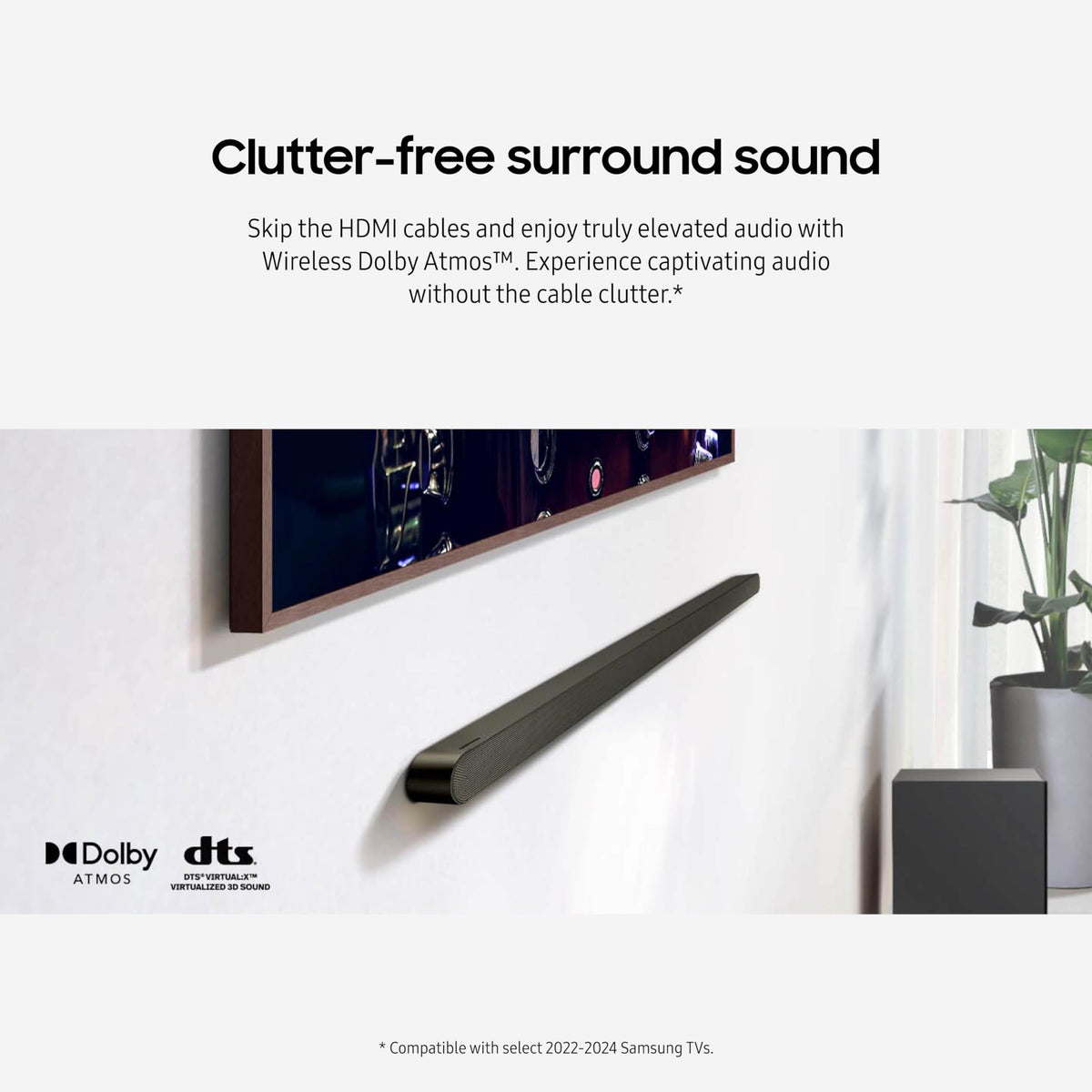 SAMSUNG S60D 5.0ch Soundbar w/Wireless Dolby Atmos Audio, All-in-One Design, Q-Symphony, SpaceFit Sound Pro, Adaptive Sound, Game Mode Pro with Alexa