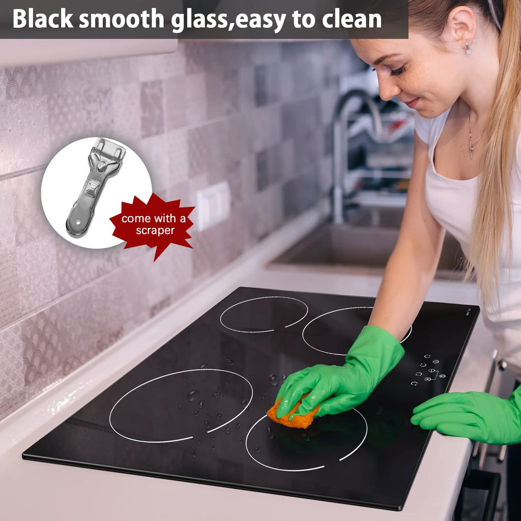 Noxton 30 Inch Electric Cooktop, 8400W 5 Burners Built-in Radiant Electric Stove Top, Slider Control, 9 Power Levels, Child Safety Lock, Timer, 220