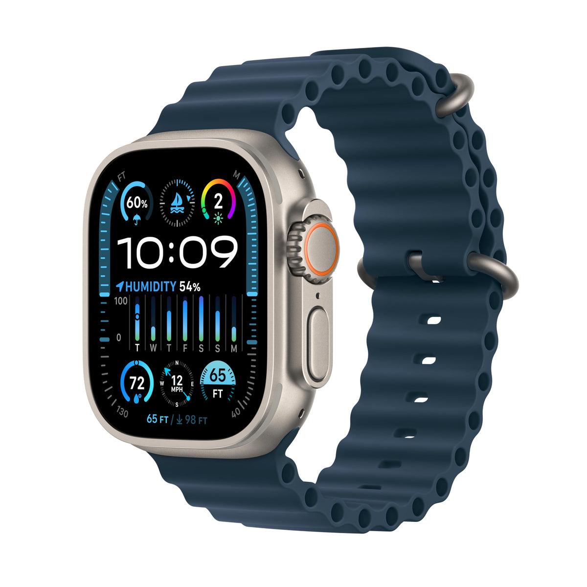 Apple Watch Ultra 2 (GPS + Cellular, 49MM) - Black Titanium Case with Black Ocean Band (Renewed Premium)
